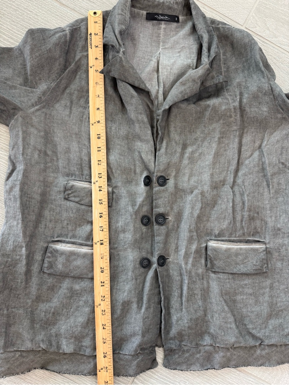 UMIT UNAL 100% Linen Lagenlook Avant-Garde Jacket Made in Turkey Size Large VGUC - Picture 6 of 6